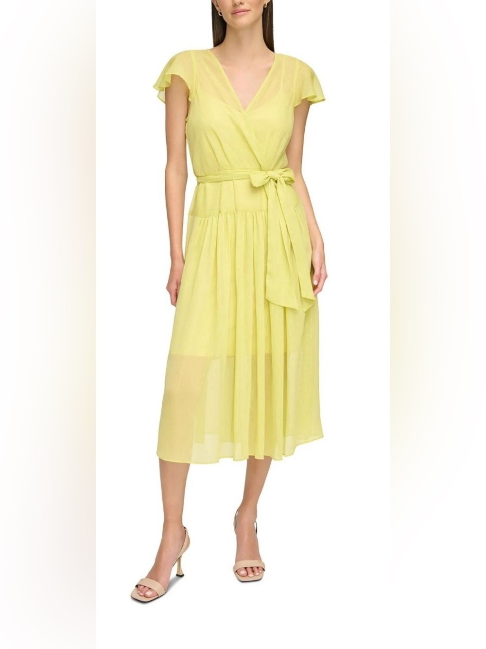 Calvin Klein Women’s Metallic Chiffon Wrap Dress (0187)